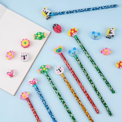 Imagem de Pencil Erasers Pencil Eraser Toppers 200 unidades de animais de desenho animado