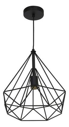 Imagem de Pendente Aramado 1 Lampada Em Metal Preto Byron - Inspire
