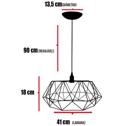 Imagem de Pendente Aramado Estádio Grande Cabo 2M Luminária Lustre Teto Moderno Retrô Vintage Agp Ilumini