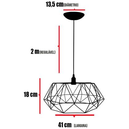 Imagem de Pendente Aramado Estádio Grande Cabo 2M Luminária Lustre Teto Moderno Retrô Vintage Cobre Rose Gold
