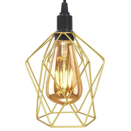 Imagem de Pendente Aramado Teto Cálice P Luminária Lustre Retrô Balcão + Lâmpada Led ST64 Vintage Dourado