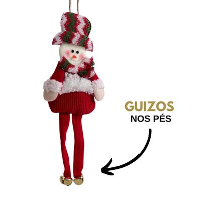Imagem de Pendente Boneco de Neve com Guizo Xadrez Enfeite Natalino