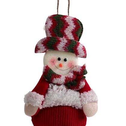 Imagem de Pendente Boneco de Neve com Guizo Xadrez Enfeite Natalino