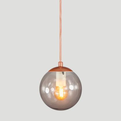 Imagem de Pendente BRONZE C/ Globo de Vidro FUME de 14cm + LED 2W