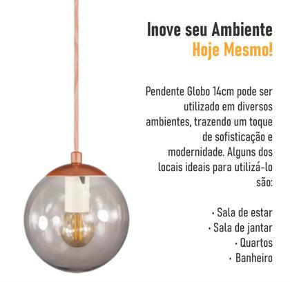 Imagem de Pendente BRONZE C/ Globo de Vidro FUME de 14cm + LED 2W