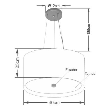 Imagem de Pendente Cilíndrico Rustico Bege e Branco MJ-4319 Para Mesa de Jantar e Estar