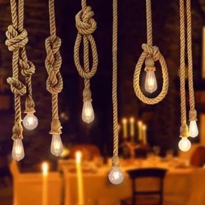 Imagem de Pendente Corda Luminária Retro Rústico 1,5m - lux mundo