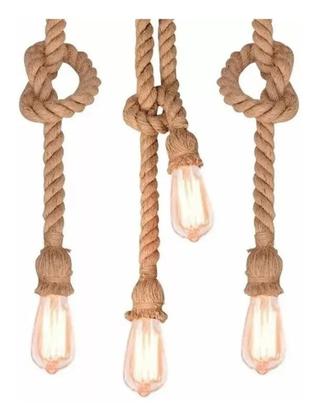 Imagem de Pendente Corda Luminária Retro Rústico 1,5m - lux mundo