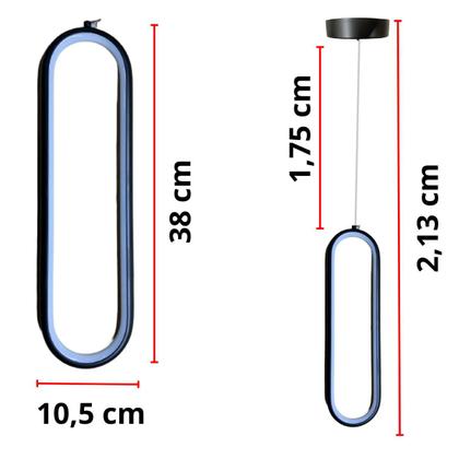 Imagem de Pendente De Cabeceira de Cama Minimalista Lançamento Preto Oval 3000K 8026