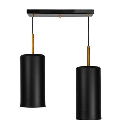 Imagem de Pendente Duplo Bilboquê Cilindrico Retangular Preto c/ Cobre