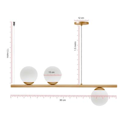 Imagem de Pendente Jabuticaba Luminalux Haven 3 Globos 15cm Dourado