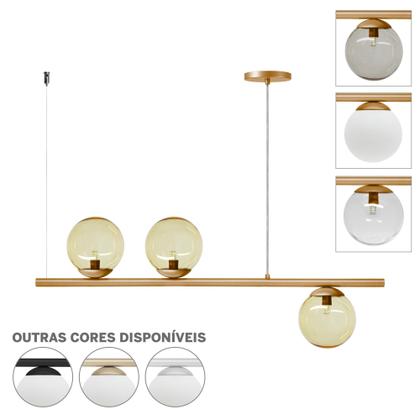 Imagem de Pendente Jabuticaba Luminalux Haven 3 Globos 15cm Dourado