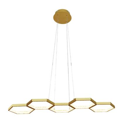 Imagem de Pendente LED Colméia 66W 3000K Bivolt 90x35cm Alumínio Dourado Sindora DCD03180