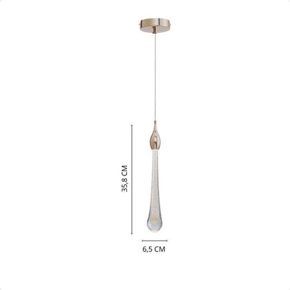 Imagem de Pendente Led Moderno Taschibra Romana Gota Luz Quente 3000k Bivolt