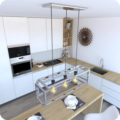 Imagem de Pendente Luminária Industrial Inox Infinity Triplo