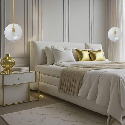 Imagem de Pendente Luminária Lux Dourado Globo Cristal 20Cm Vidro Led