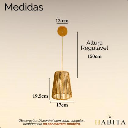 Imagem de Pendente Luminária Madeira Rustico Bambu Natural Orgânico
