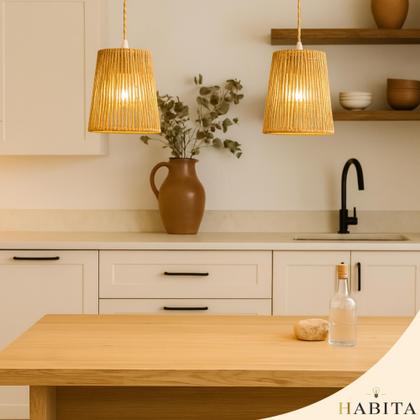 Imagem de Pendente Luminária Madeira Rustico Bambu Natural Orgânico