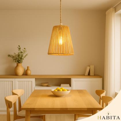 Imagem de Pendente Luminária Madeira Rustico Bambu Natural Orgânico