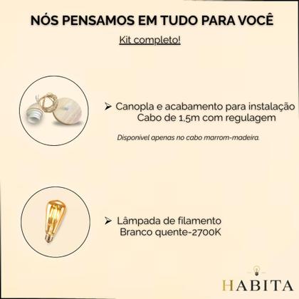 Imagem de Pendente Luminária Madeira Rustico Bambu Natural Orgânico