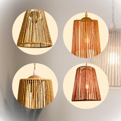 Imagem de Pendente Luminária Madeira Rustico Bambu Natural Orgânico