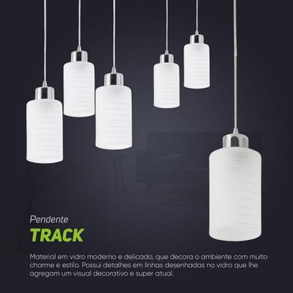 Pendente/Luminária Track em Vidro Leitoso 3xE27 - Startec Imagem de Pendente/Luminária Track em Vidro Leitoso 3xE27 - Startec