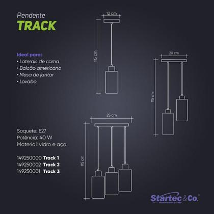 Pendente/Luminária Track em Vidro Leitoso 3xE27 - Startec Imagem de Pendente/Luminária Track em Vidro Leitoso 3xE27 - Startec