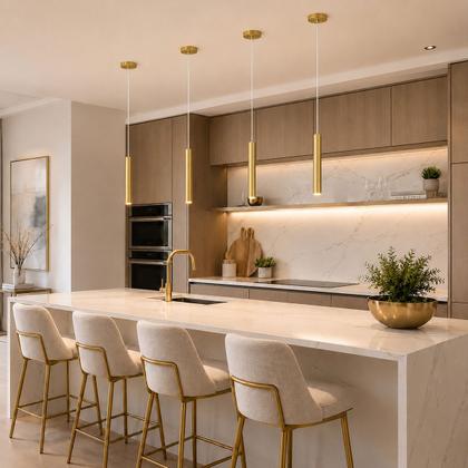 Imagem de Pendente Luminária Tubo Dourado Cabo Cristal 30 Cm