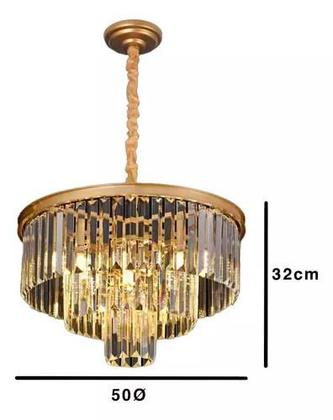 Imagem de Pendente Lustre Cristal Legitimo Clássica Sala Jantar Quarto Cor Dourado 110V/220V