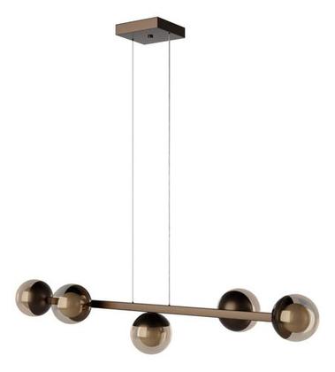 Imagem de Pendente Lustre de Teto Elegance Jabuticaba Com Fio 1,5 metro Bivolt Alumínio Com 5 Globos Vidro - BRONZEAMBAR