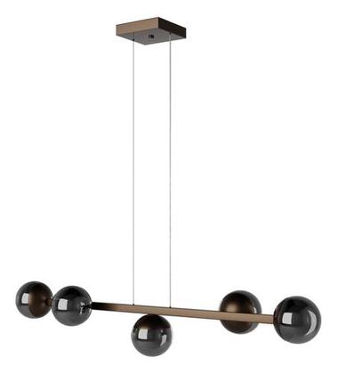 Imagem de Pendente Lustre de Teto Elegance Jabuticaba Com Fio 1,5 metro Bivolt Alumínio Com 5 Globos Vidro - BRONZEFUME