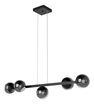 Imagem de Pendente Lustre de Teto Elegance Jabuticaba Com Fio 1,5 metro Bivolt Alumínio Com 5 Globos Vidro - PRETOFUME