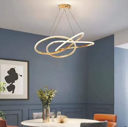 Imagem de Pendente Lustre Dourado 45w Bivolt 60cm 3 em 1 c/controle