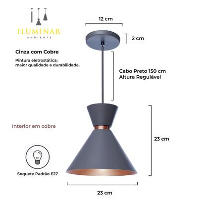 Imagem de Pendente Lustre Luminária Berlim 23cm Moderno