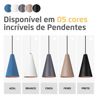 Imagem de Pendente Lustre Luminária Cone Cinza