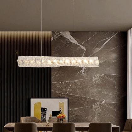 Imagem de Pendente Lustre Luminária Cristal Led Cabo Ajustável Sala Mesa Quarto Luz 3000K Bivolt