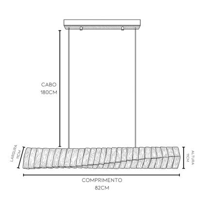Imagem de Pendente Lustre Luminária Cristal Led Cabo Ajustável Sala Mesa Quarto Luz 3000K Bivolt