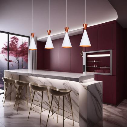 Imagem de Pendente Lustre Luminária Londres Branco Topo Cobre