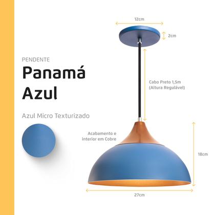 Imagem de Pendente Lustre Luminária Panama Azul