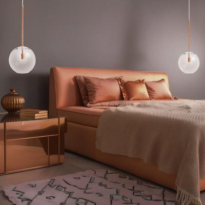 Imagem de Pendente Lux Cobre Rose Gold Globo Vidro 20Cm + Led