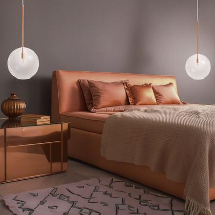 Imagem de Pendente Lux Cobre Rose Gold Globo Vidro Cristal 25Cm + Led
