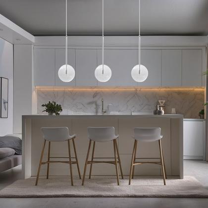 Imagem de Pendente Lux Escovado Globo Vidro Cristal 20Cm + Led