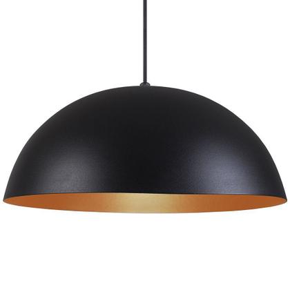 Imagem de Pendente Meia Lua 34cm Luminária Alumínio Preto Textura C/ Cobre - Rei da Iluminação