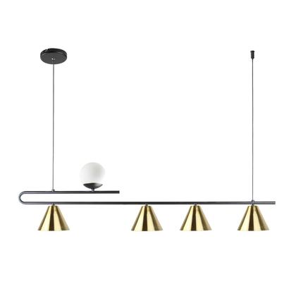Imagem de Pendente Moderno Filadélfia Preto e Dourado Lixado Globo Leitoso Spotline
