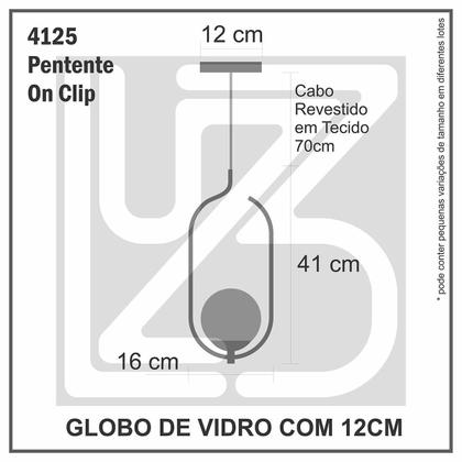 Imagem de Pendente On Clip BRANCO com globo esfera de vidro Fume