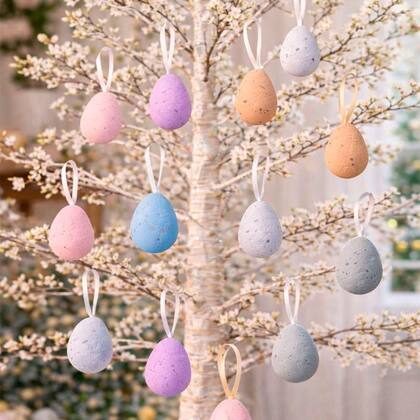 Imagem de Pendente Ovinhos Coelho Decoração De Páscoa 5x3cm Kit 36pçs