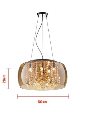 Imagem de Pendente Plafon Soho Cristal Bella Ambar 50cm Pd001am