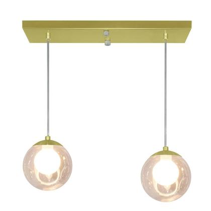 Imagem de Pendente Retangular Duplo Dourado Harmony Bolinha Ambar