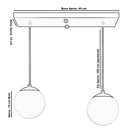 Imagem de Pendente Retangular Duplo Dourado Harmony Bolinha Ambar