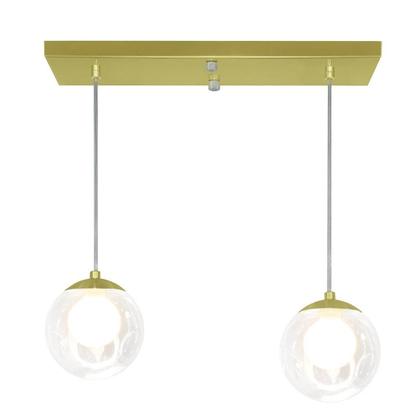 Imagem de Pendente Retangular Duplo Dourado Harmony Bolinha Vidro